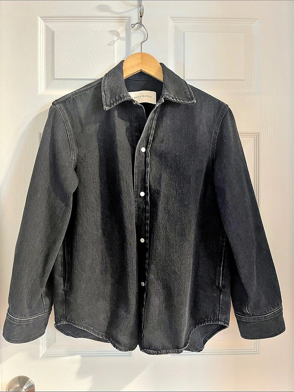 A Day's March Penny Black Cotton Jean Jacket Size 34 Like New